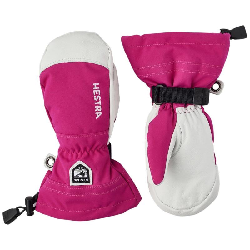 Hestra Army Leather Heli Ski Luffer til Junior - Pink