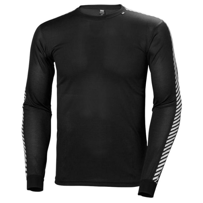 Helly Hansen Dry Stripe Crew til herrer - Sort undertrøje