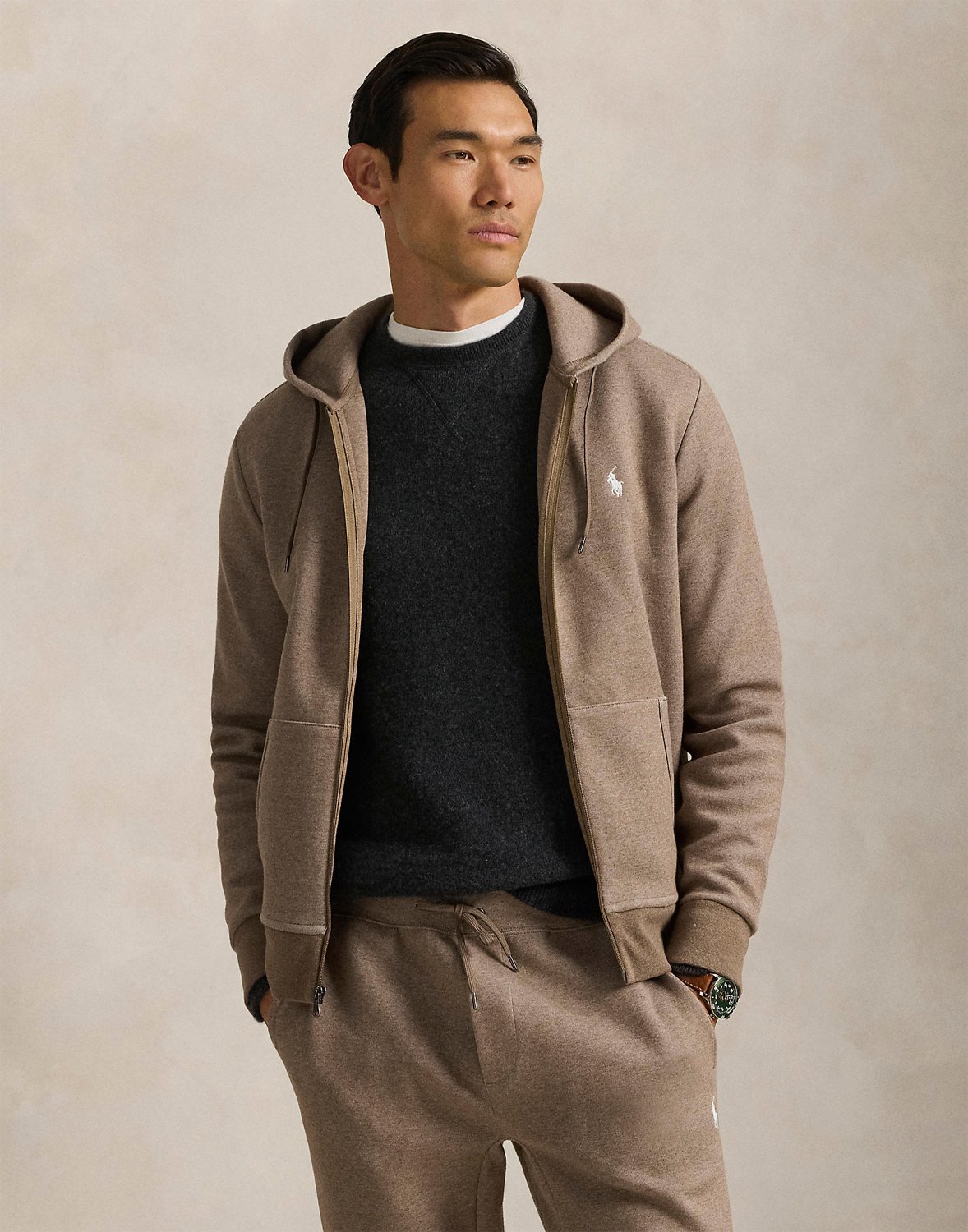 Polo Ralph Lauren Hoodie i Brun Heather - Hurtig levering!