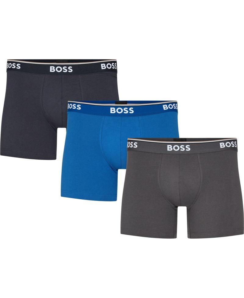 BOSS Boxer Shorts 3P Power - Grå, Blå, Navy