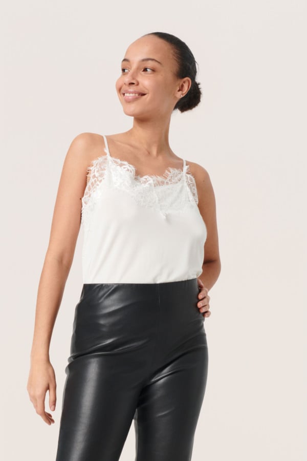 Clara Singlet Top - Feminin Tanktop med Blonder