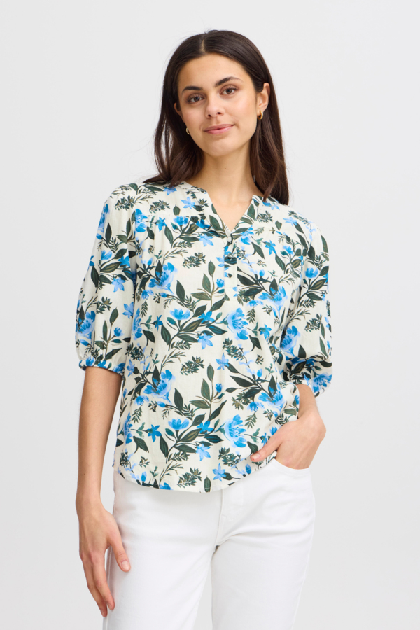 Fransa Kortærmet Bluse - Hydrangea AOP 02G Tilbud!