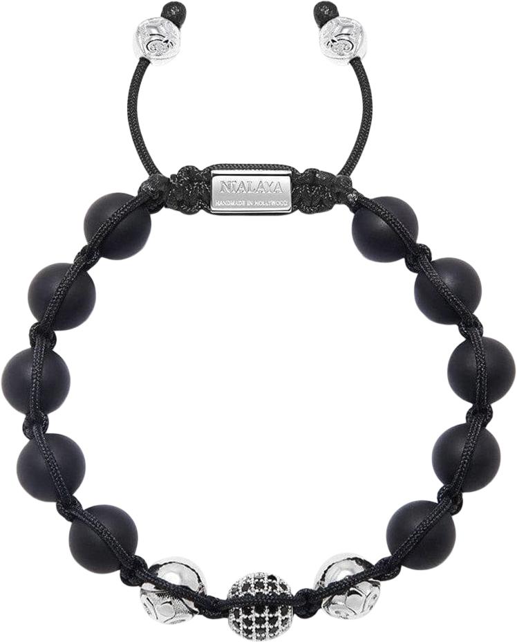 Herre Armbånd med Mat Onyx og Sølv - Håndlavet Design