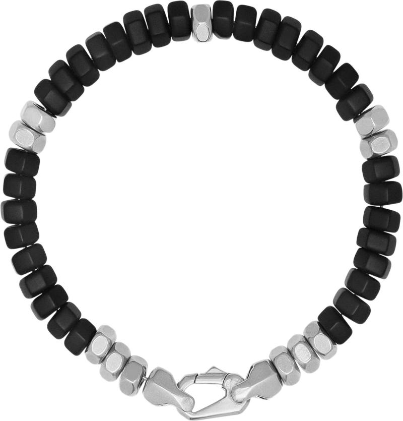 Herre Armbånd med Sort Onyx og Sølv - Håndlavet i LA