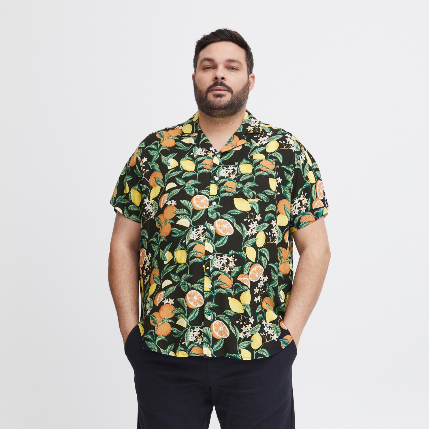 Blend Herre Kortærmet skjorte Plus Size - Black - 6XL